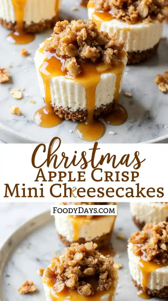 Minimalist Christmas apple crisp mini cheesecakes