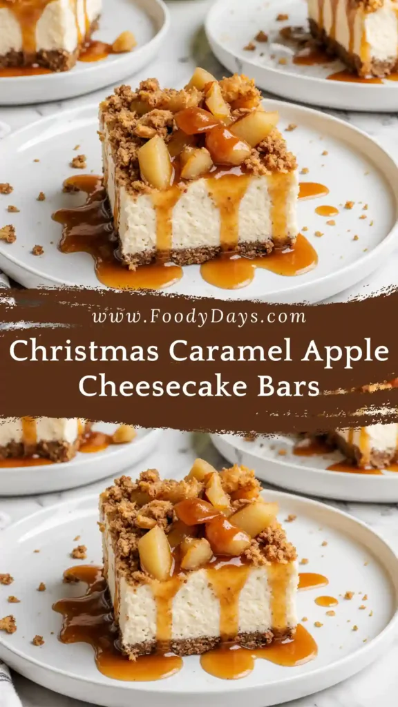 Finished caramel apple cheesecake bars served modern style
