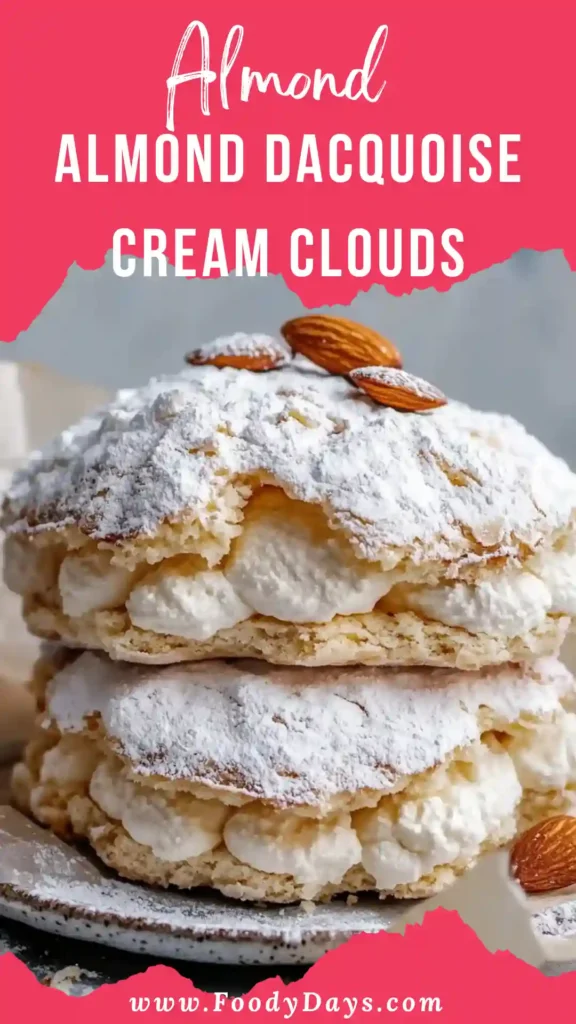 Almond Dacquoise Cream Clouds light almond dessert family friendly