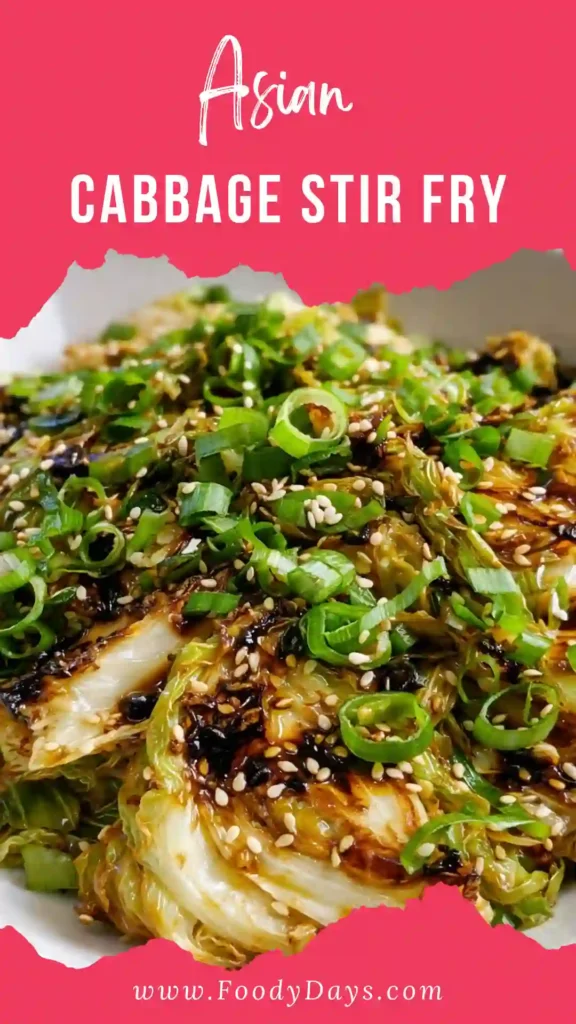 Asian cabbage stir fry served family-style with ginger and garlic