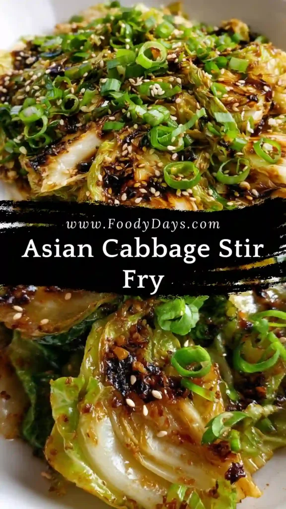 Asian cabbage stir fry served family-style with ginger and garlic
