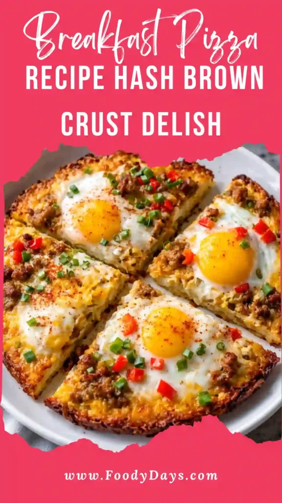 Breakfast pizza recipe with hash brown crust eggs and cheese family friendly