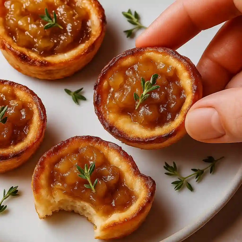 Family-friendly French Onion Soup Bites in phyllo cups