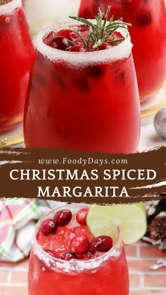 Christmas Spiced Margarita with rosemary and cranberry on a family table