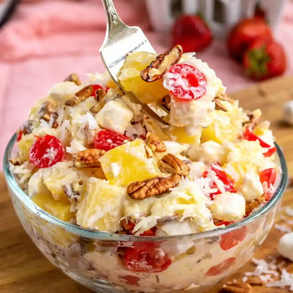 Millionaire cheesecake salad creamy fruit dessert family friendly