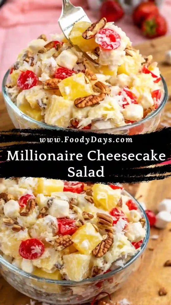 Millionaire cheesecake salad creamy fruit dessert family friendly