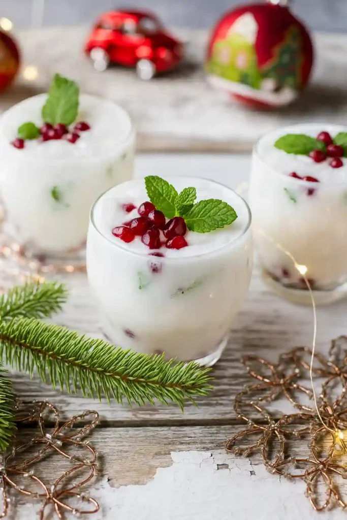 Minimalist White Christmas Mojito with mint and lime