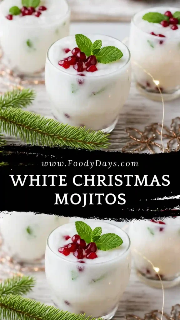 Minimalist White Christmas Mojito with mint and lime