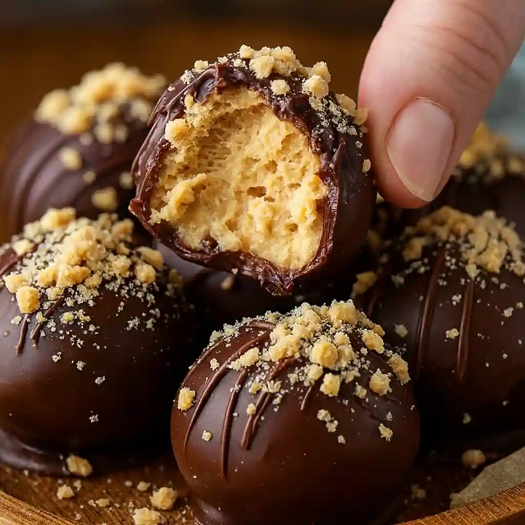 No-Bake Peanut Butter Cheesecake Balls on a family dessert platter
