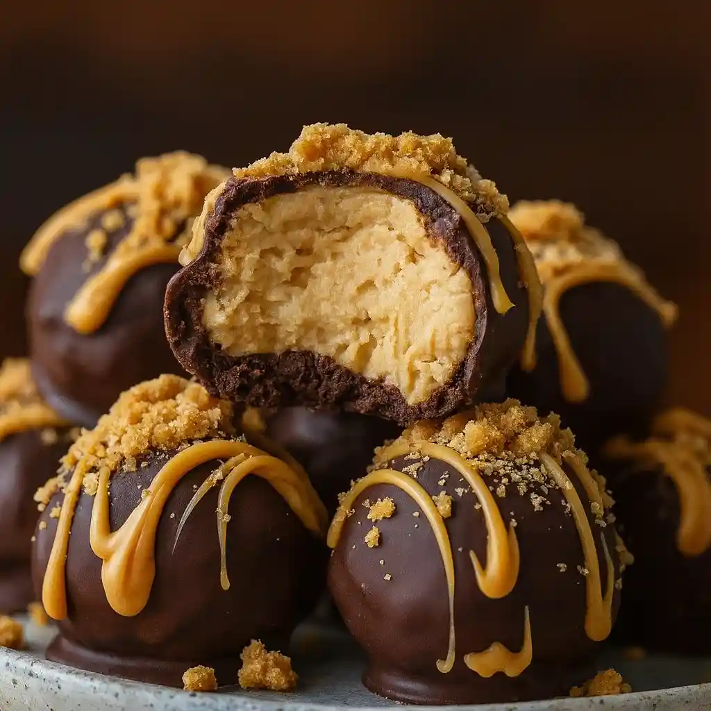 No-Bake Peanut Butter Cheesecake Balls on a family dessert platter