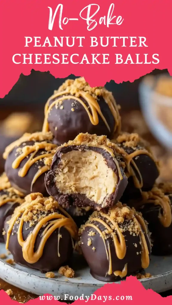 No-Bake Peanut Butter Cheesecake Balls on a family dessert platter