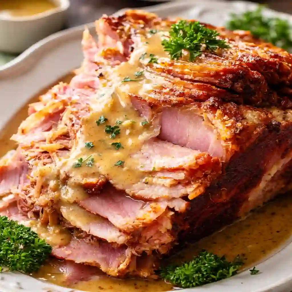 Slowcooker creamy mustard pulled ham easy family dinner