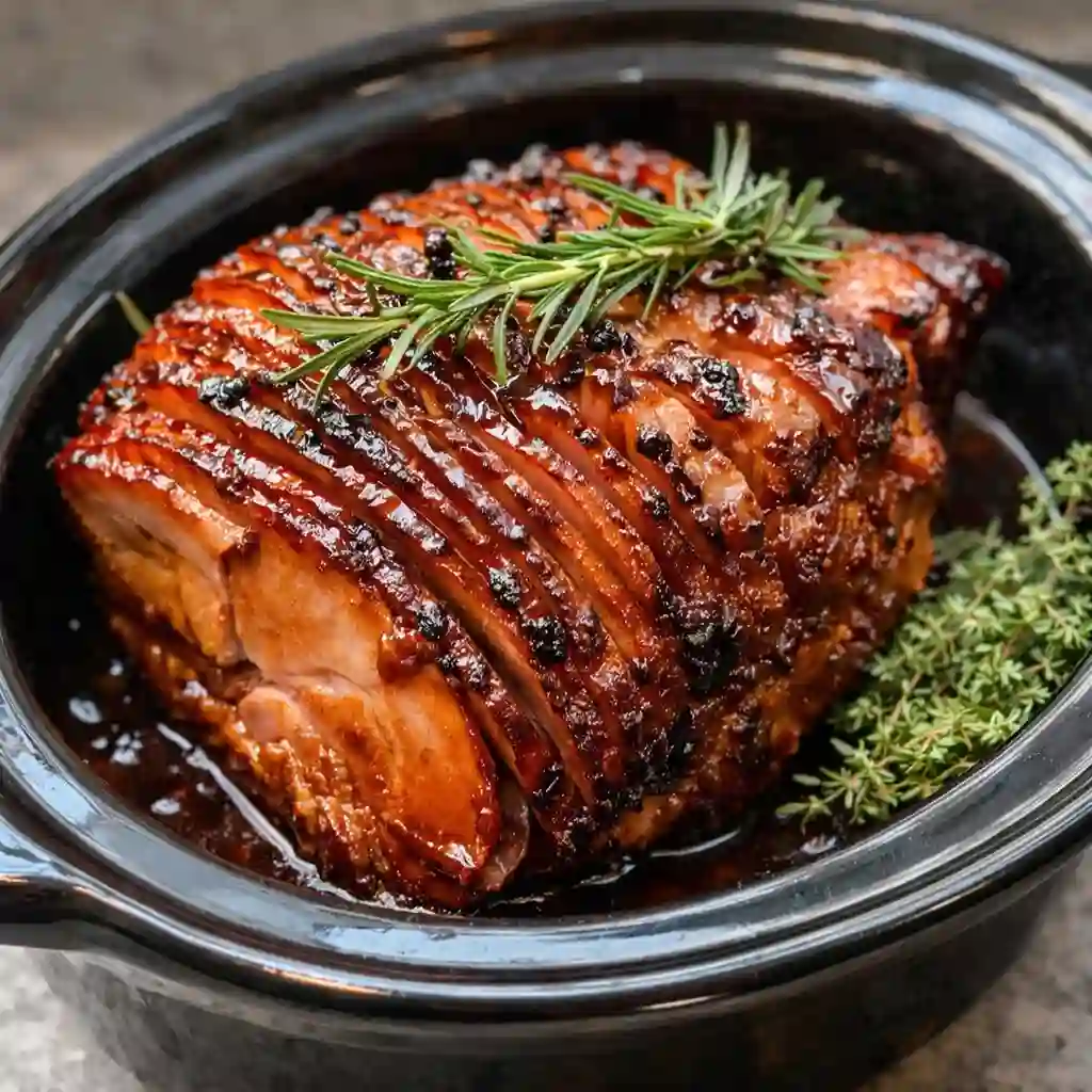 Slowcooker creamy mustard pulled ham easy family dinner