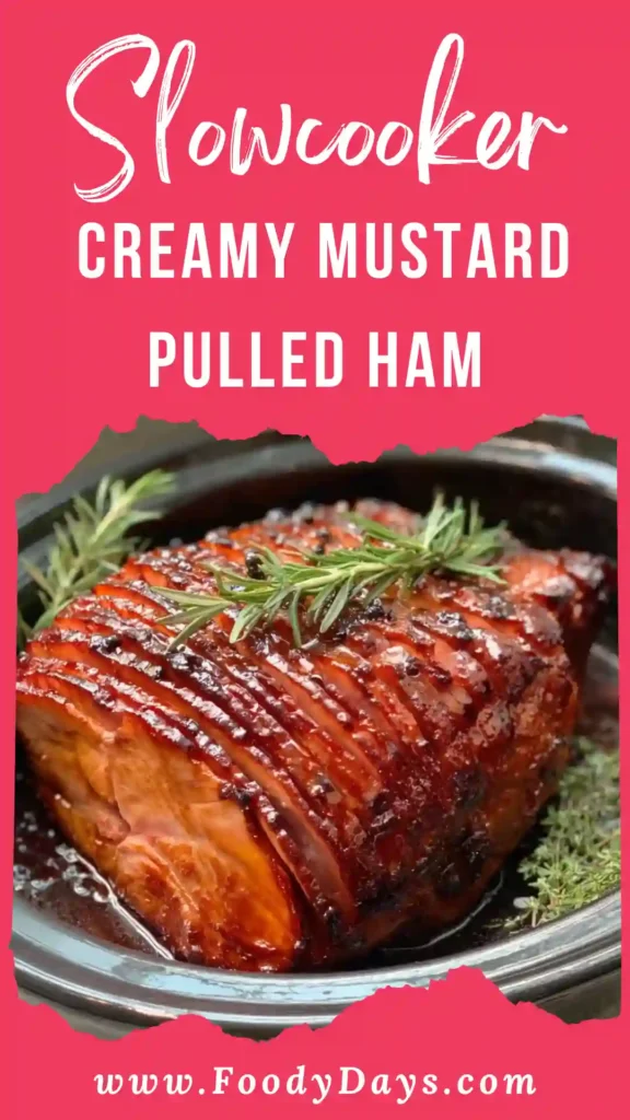 Slowcooker creamy mustard pulled ham easy family dinner