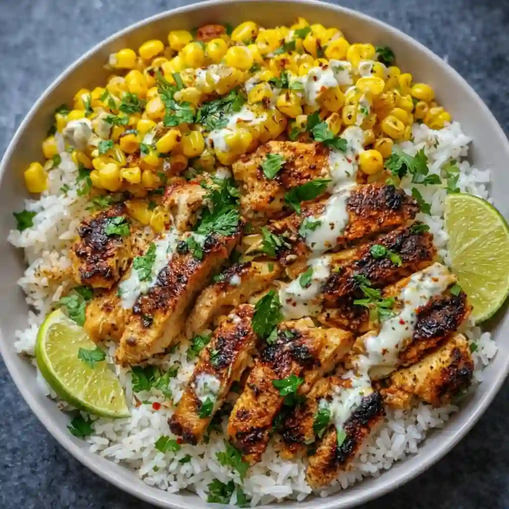 Street corn chicken rice bowl easy family dinner