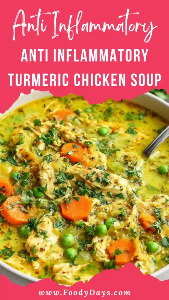 Anti Inflammatory Turmeric Chicken Soup served warm for a family-friendly meal