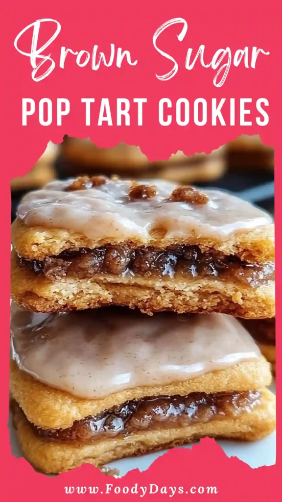 Family-friendly Brown Sugar Pop Tart Cookies with cinnamon filling on white marble background
