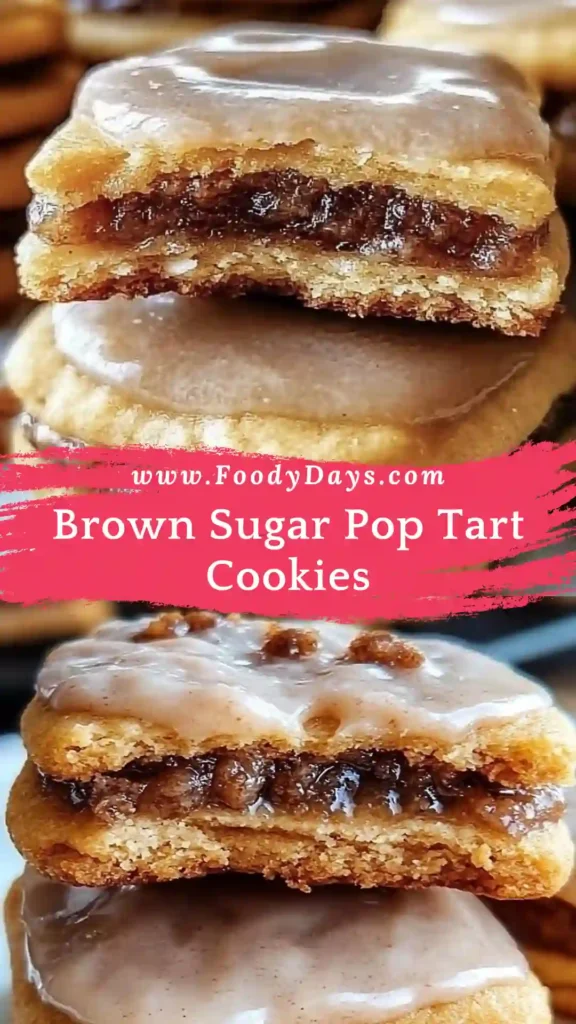Family-friendly Brown Sugar Pop Tart Cookies with cinnamon filling on white marble background