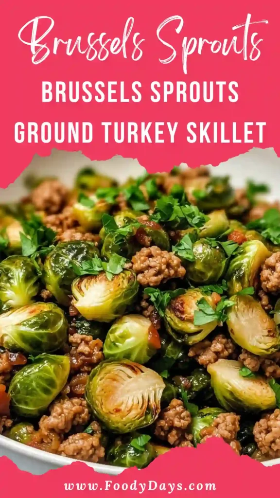 Brussels Sprouts Ground Turkey Skillet — an easy, healthy family dinner.