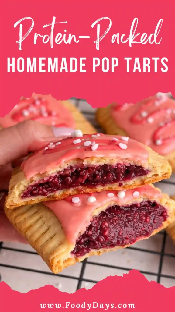 Protein-Packed Homemade Pop Tarts with berry filling served for a family breakfast on white marble