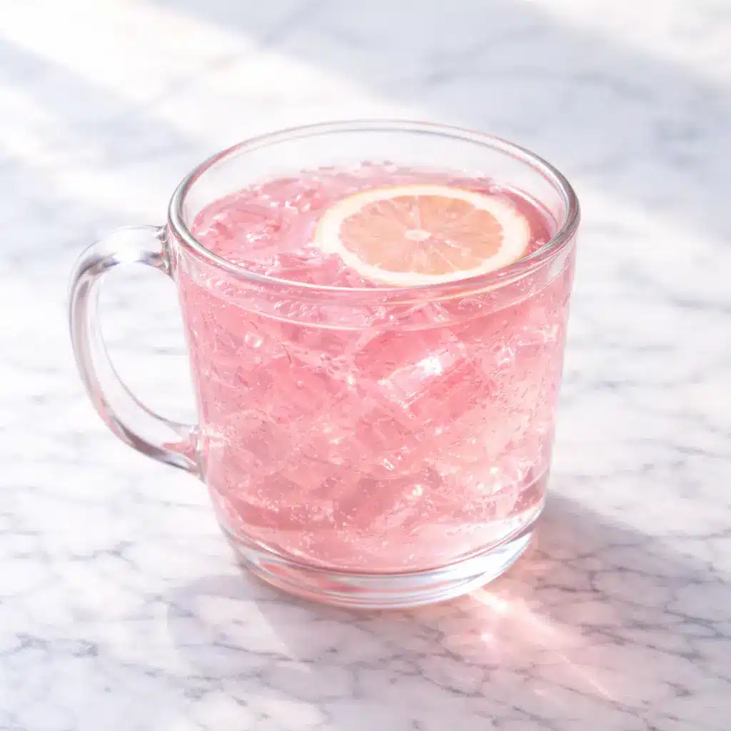 Pink gelatin cubes inspired by the Dr Oz gelatin recipe served in white bowl on marble background