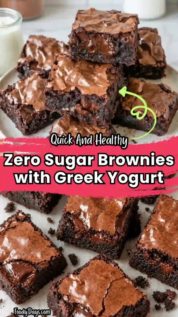 healthy zero sugar brownies with greek yogurt fudgy clean dessert