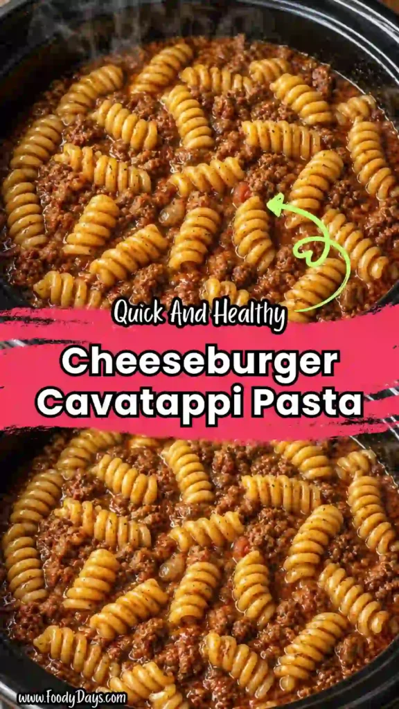 healthy cheeseburger cavatappi slow cooker