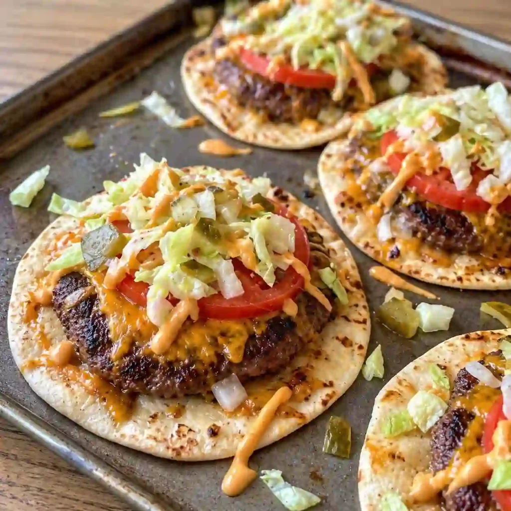 healthy smashed cheeseburger tacos