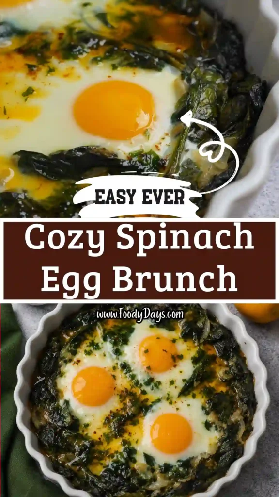 Creamy baked eggs with spinach