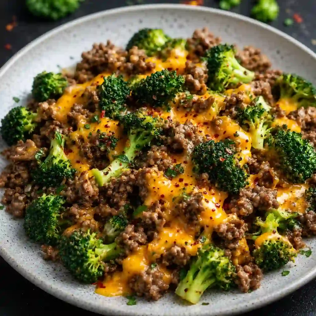 healthy hamburger broccoli skillet bowl