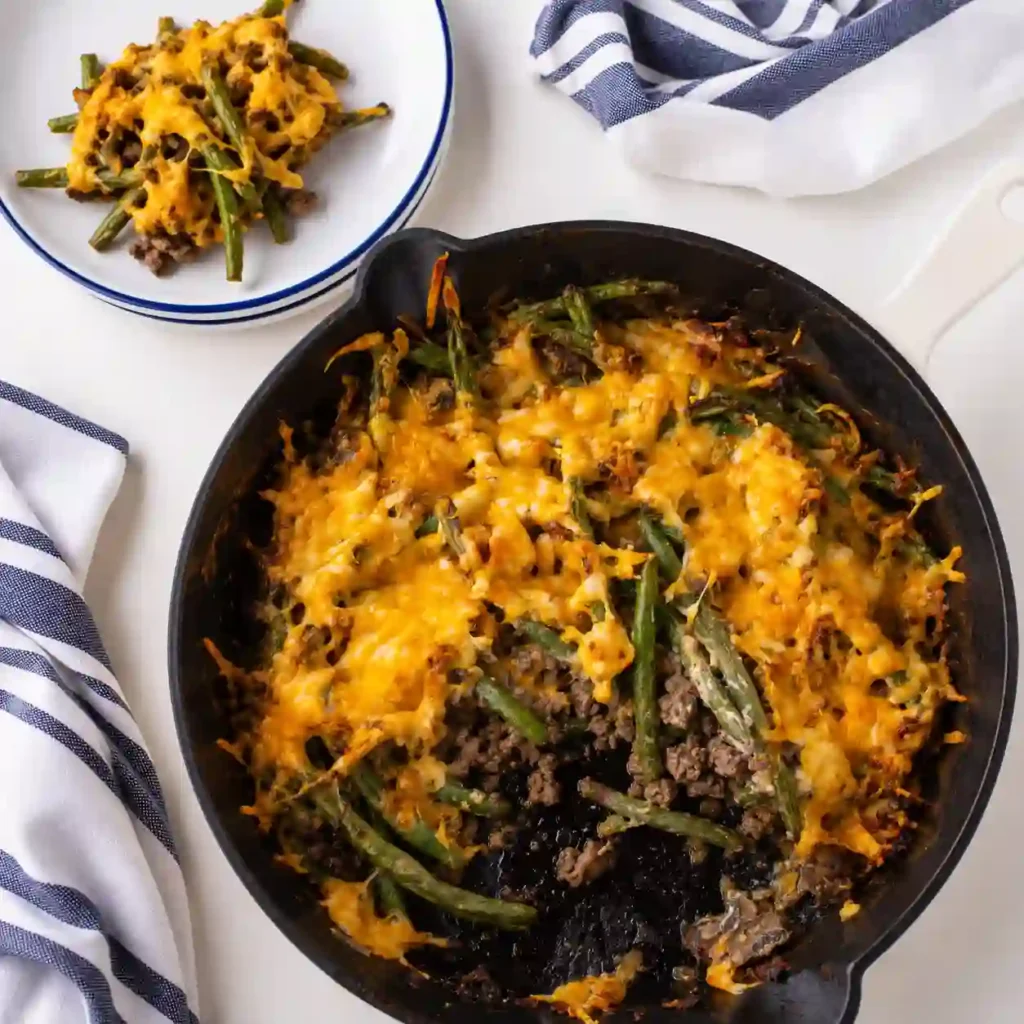 healthy hamburger green bean casserole