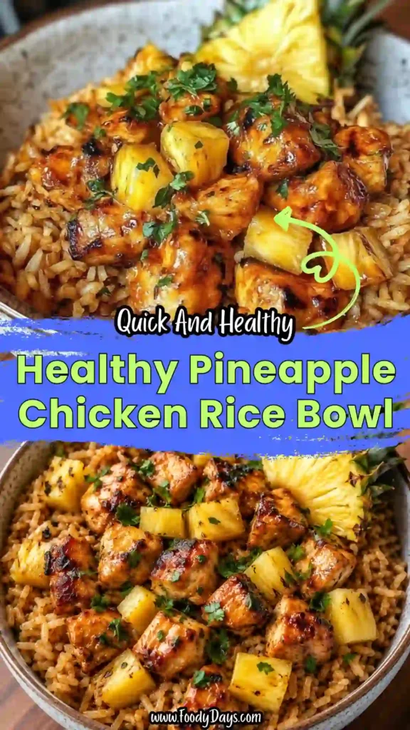 healthy pineapple chicken rice bowl