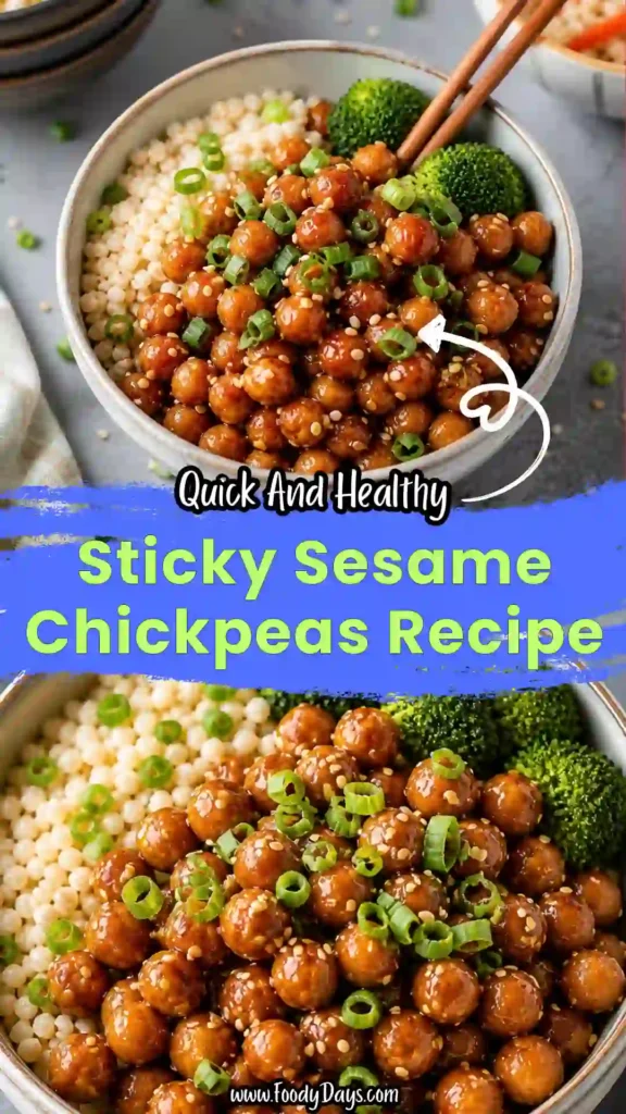 healthy vegan sticky sesame chickpeas