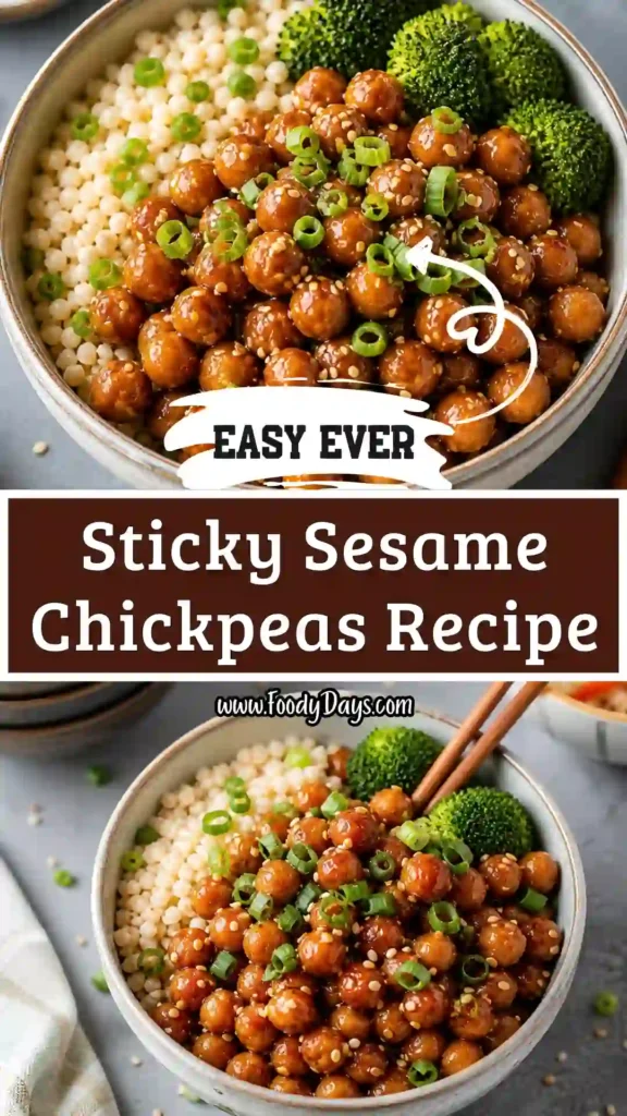 healthy vegan sticky sesame chickpeas