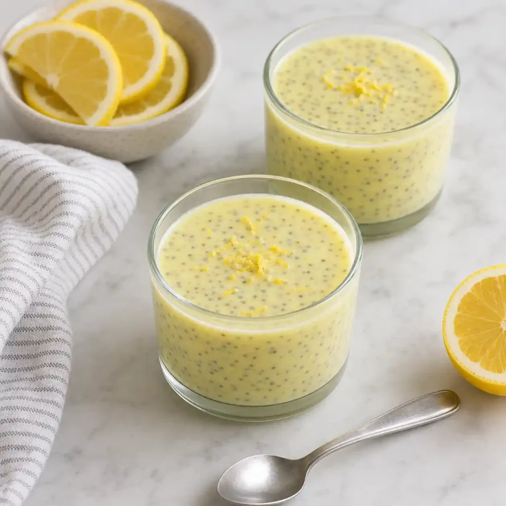 Lemon chia seed pudding jars