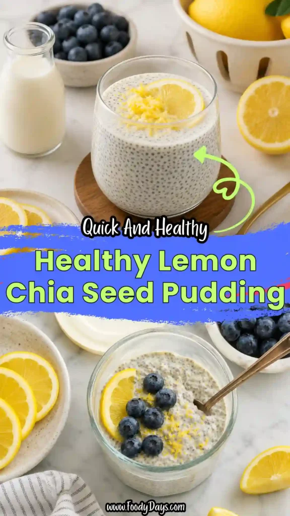 Lemon chia seed pudding jars