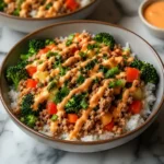 Bang Bang Ground Turkey Rice Bowl meal prep containers