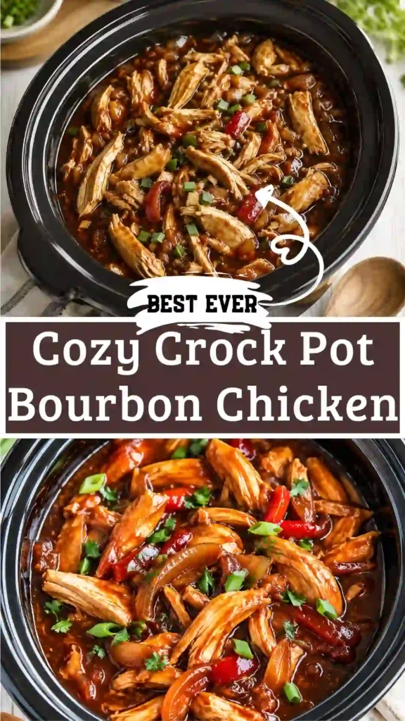 Crock Pot Bourbon Chicken on a cozy dinner table