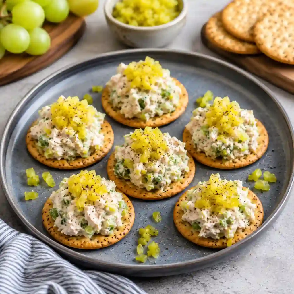 Pepperoncini Tuna Salad served in a ceramic bowl