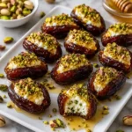 Honey Pistachio Ricotta Stuffed Dates dessert