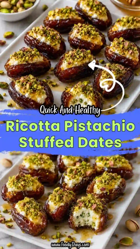 Honey Pistachio Ricotta Stuffed Dates dessert