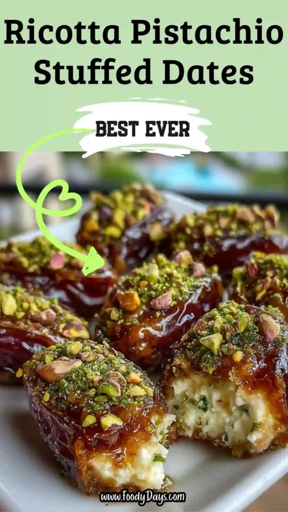Honey Pistachio Ricotta Stuffed Dates dessert