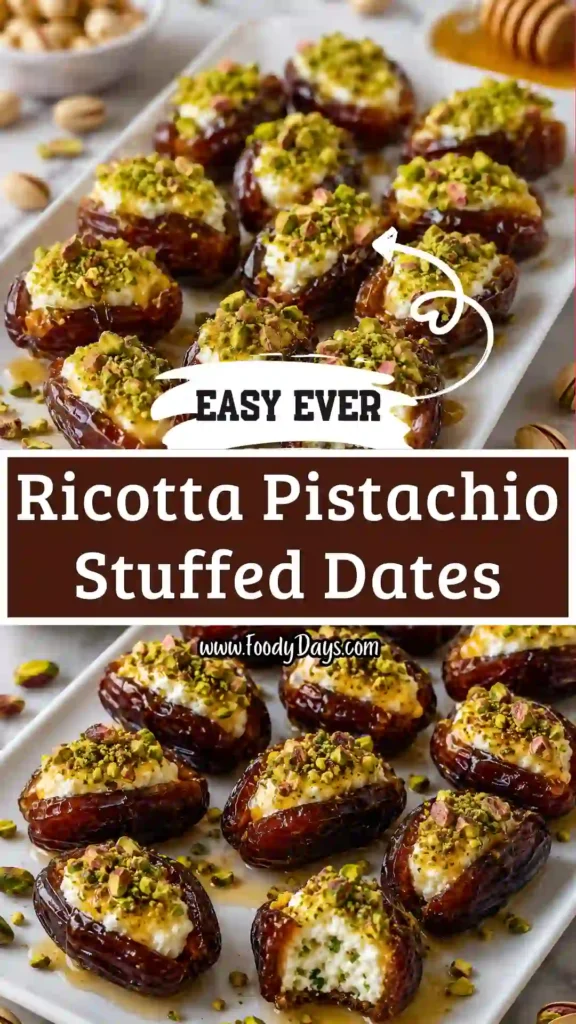 Honey Pistachio Ricotta Stuffed Dates dessert