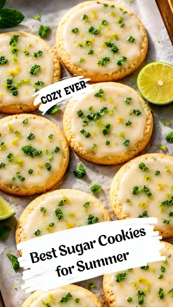 Mojito Sugar Cookies for Summer with lime glaze and mint