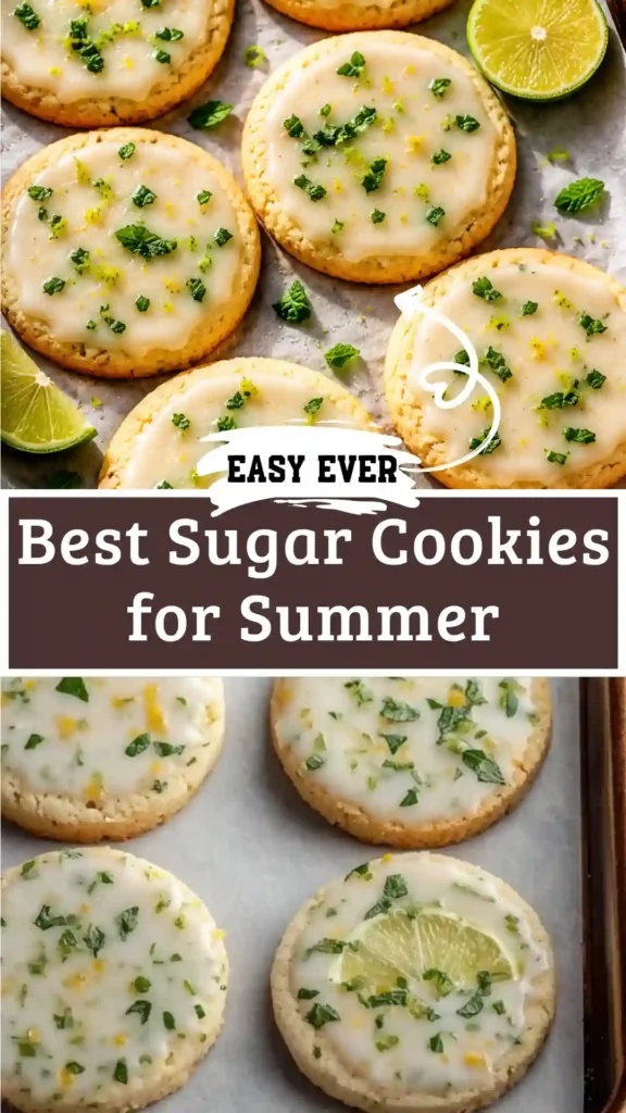 Mojito Sugar Cookies for Summer with lime glaze and mint