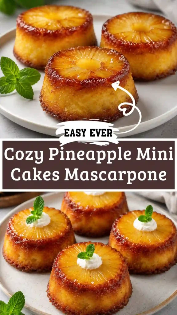 Pineapple Mascarpone Mini Cakes on a dessert stand