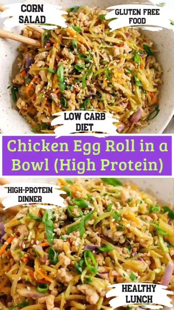 An elegant clay bowl holding an anti-inflammatory chicken egg roll in a bowl on a white marble background.