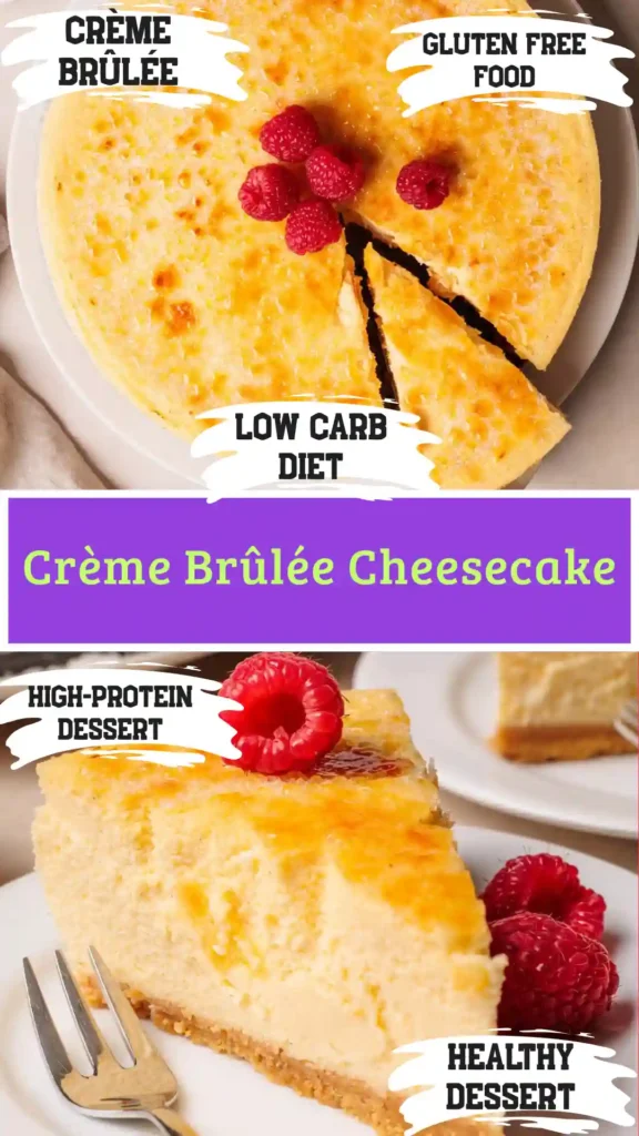 A modern glass bowl holding anti-inflammatory crème brûlée cheesecake on a bright white marble background.