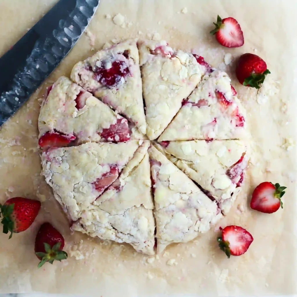 Gluten-free Strawberries and Cream Scones made with almond flour and coconut cream.