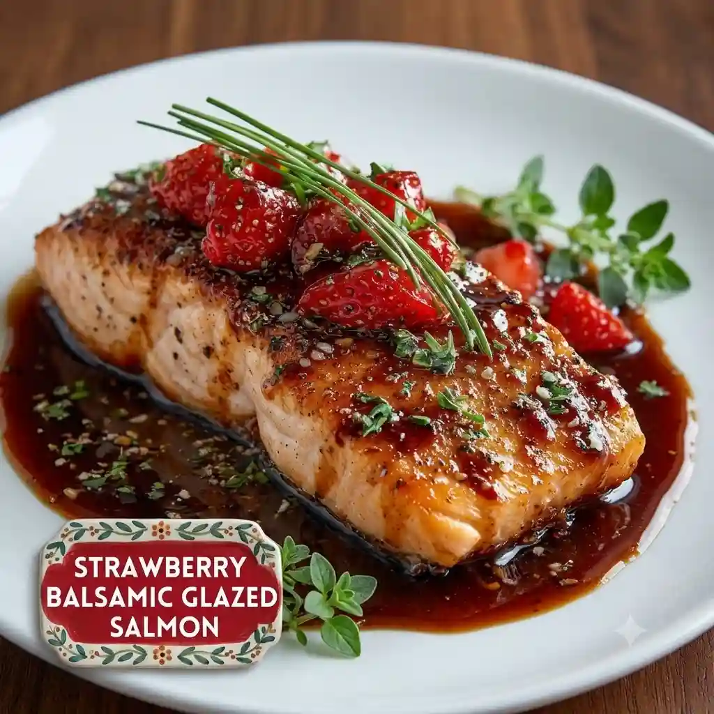 Strawberry Balsamic Glazed Salmon with quinoa and greens.
